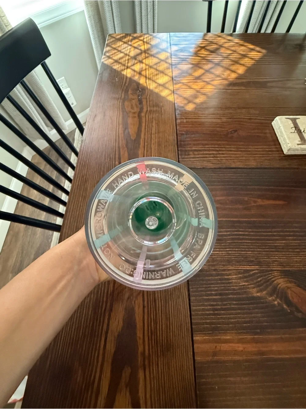kate spade Clear Tumbler with Green Lid and Red, Blue & Cream Plaid